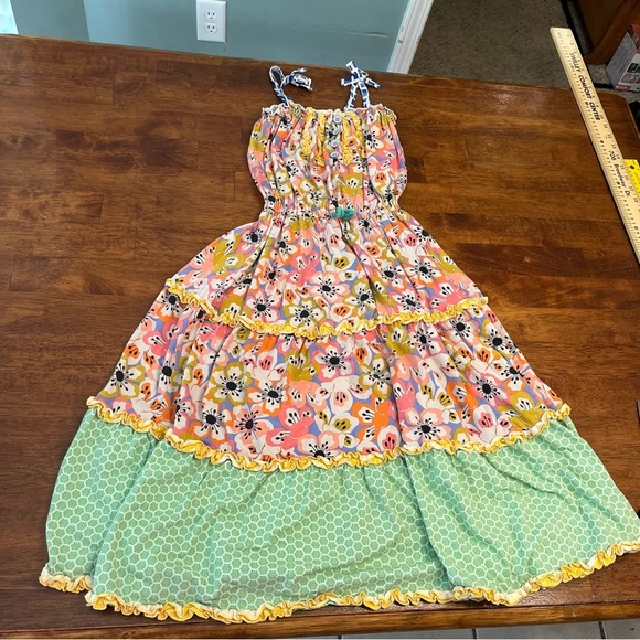 Girls Matilda Jane pink green yellow floral multicolor maxi dress size 6 - Picture 1 of 5